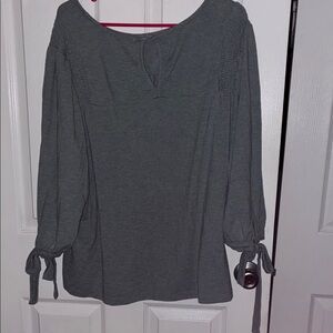 Zac & Rachel Charcoal Blouse with Tie Sleeves